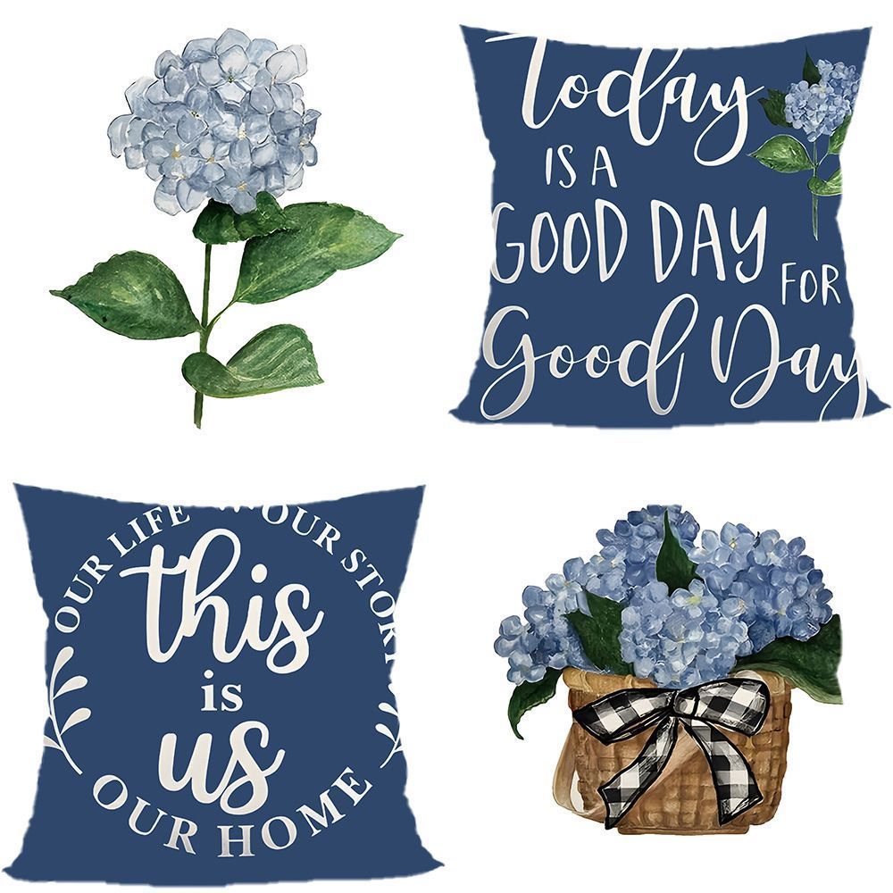4PC Indoor Ornament Pillow Cover For Christmas & Halloween Occasion, Style‑91, Suitable For Sofa, Living Room, Bedroom, 45 × 45cm, Pillow Insert Not Included