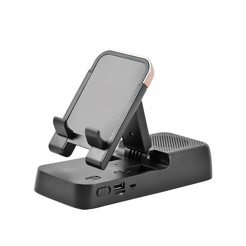 Cell Phone Stand with Wireless Bluetooth Speaker, Stable & Heavy-Duty, Foldable Adjustable Desk Holder Dock Bracket for iPhone ipad Tablet