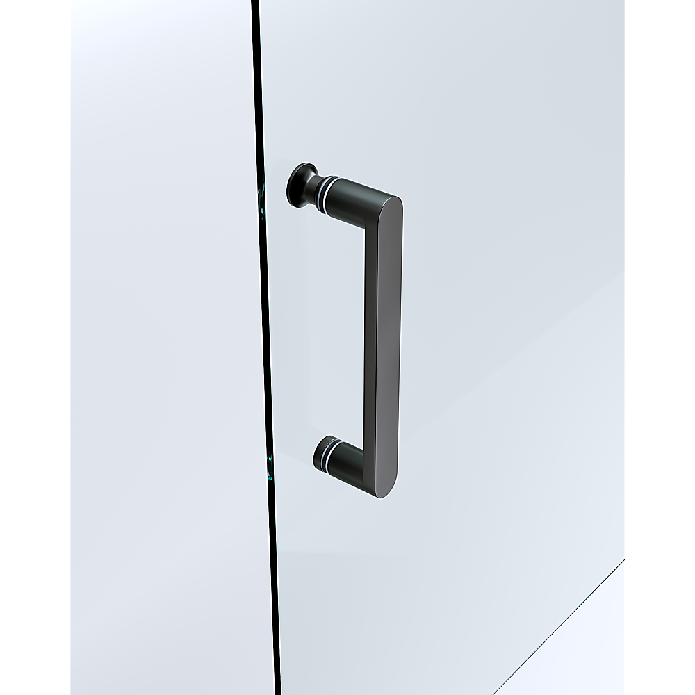 170-185cm Adjustable Wall to Wall Sliding Glass Shower Door in Black — image 2