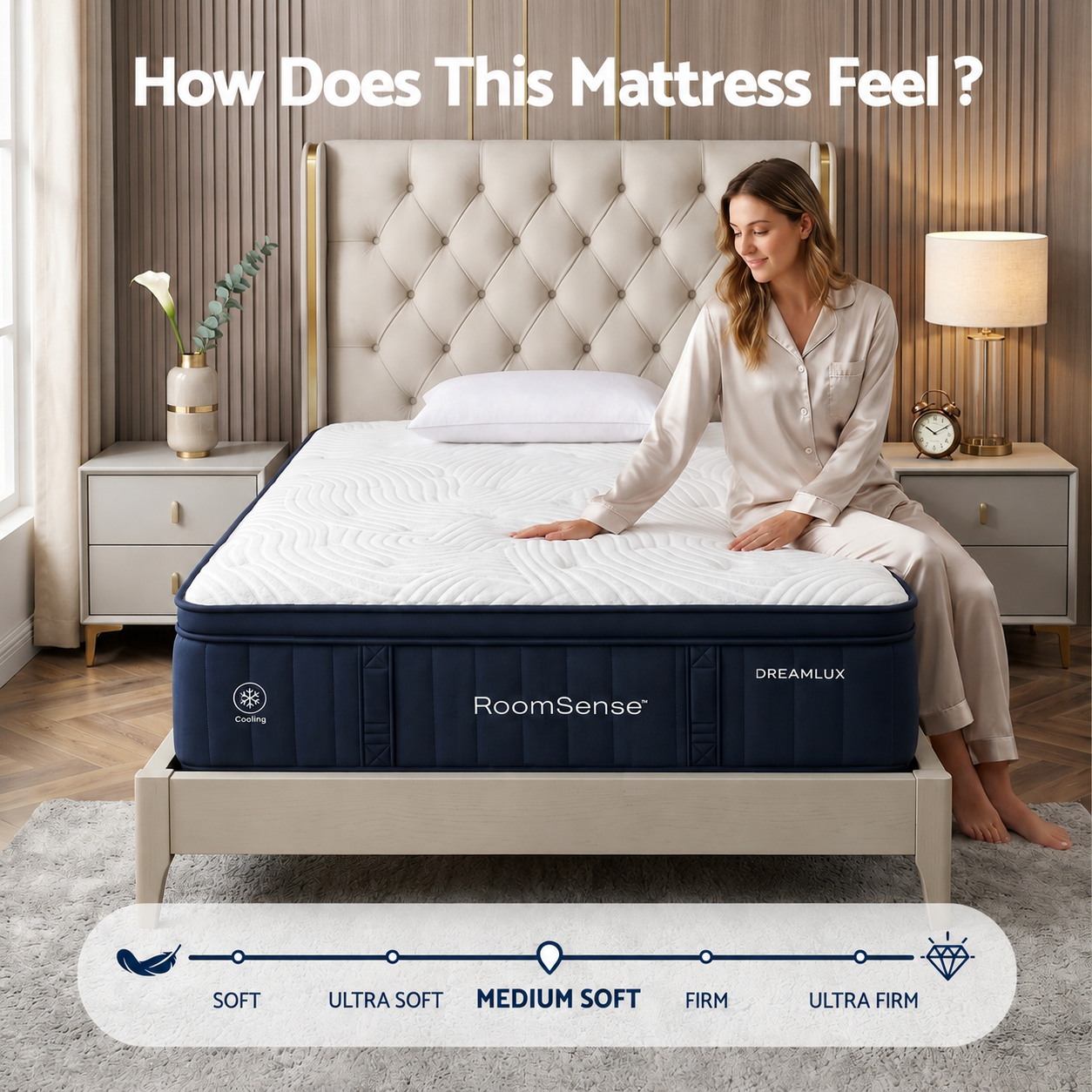 RoomSense King Single Mattress, 34cm Thick Medium Soft Hybrid Mattress for Back Pain Relief, Tencel Cooling Pocket Spring Mattress King Single Size in a Box โ image 6