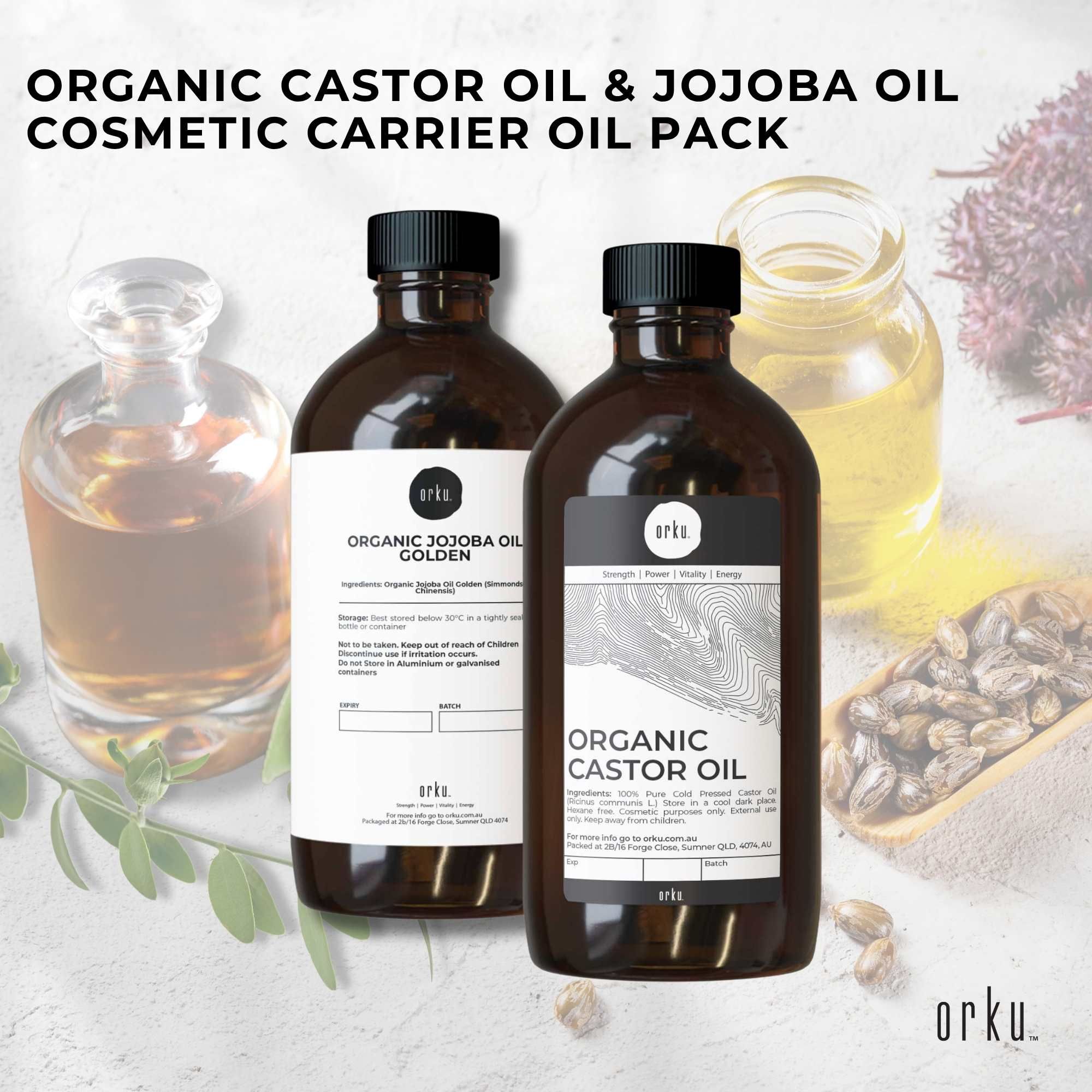 Orku 500ml Organic Castor Oil and 500ml Organic Jojoba Oil Pack β image 2