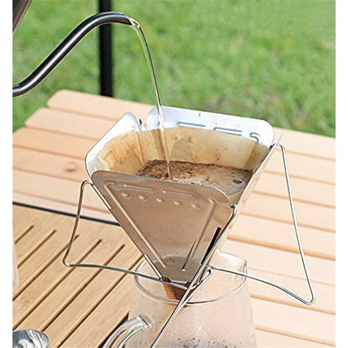 Stainless Steel Pour-Over Collapsible Coffee Drip, Durable, Portable, Easily Foldable, Camping, Backpacking — image 3