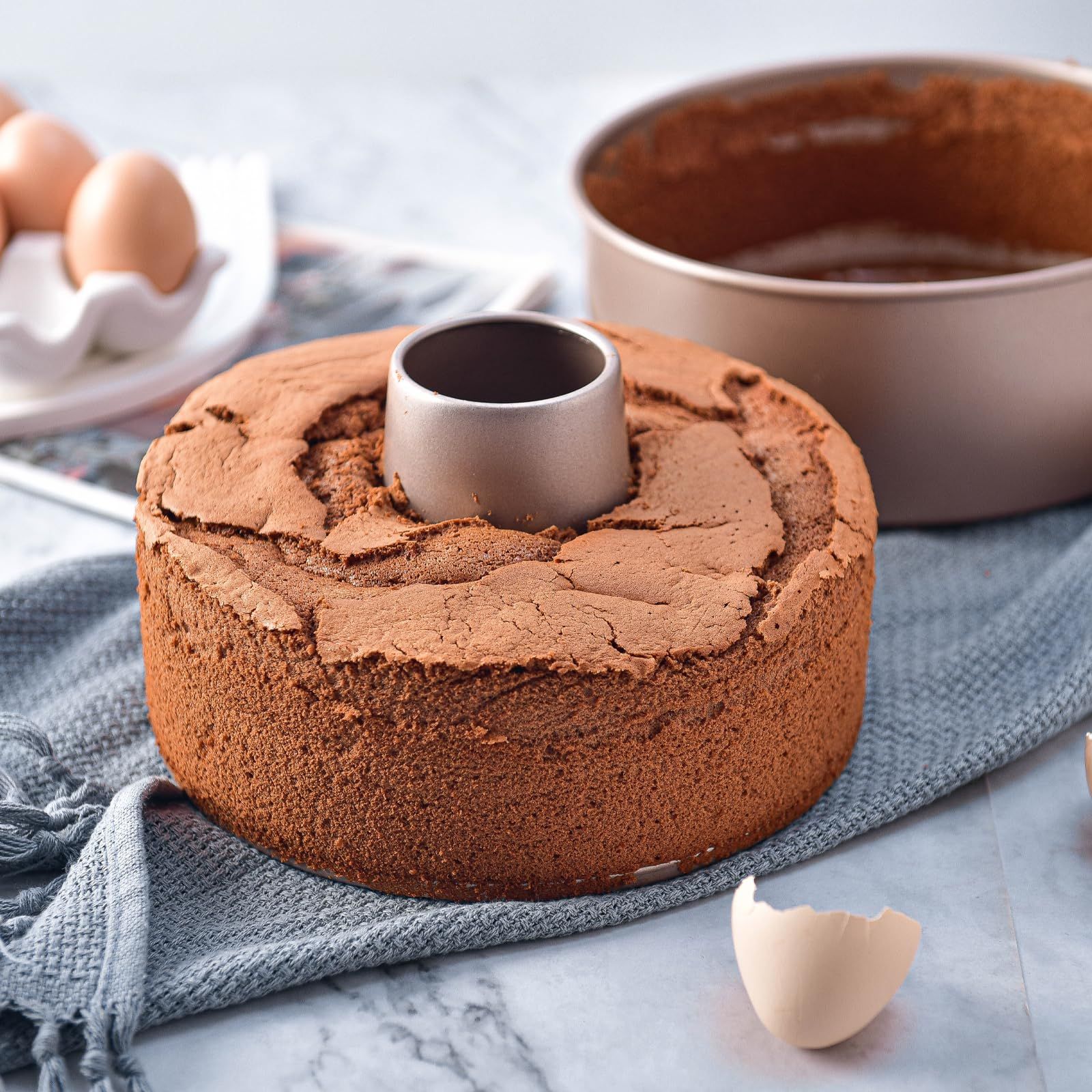 Angel Food Cake Pan with Removable Bottom, 6 Inch Nonstick Tube Pan for Baking Pound Cake, Champagne Gold โ image 2