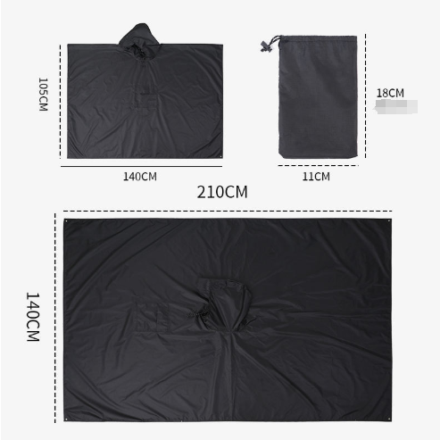 Orange 3-in-1 Waterproof Rain Poncho - Lightweight Hooded Raincoat, Ground Tarp & Emergency Shelter for Hiking, Camping, and Outdoor Survival โ image 5