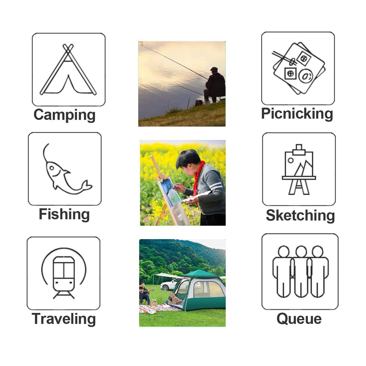 Mini Portable Folding Stool, Camping Fishing Stool for Adults Fishing Hiking Gardening and Beach with Carry Bag — image 4