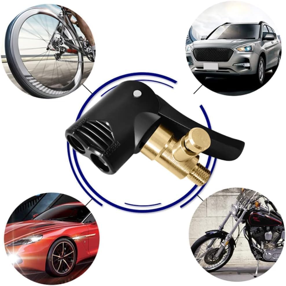 Black Bike Pump Adapter Presta Valve Adapter Dual Head Bike Track Pump Tyre Air Pump Valve Adapter Pump Connector Head Tires Tubes Accessories — image 6
