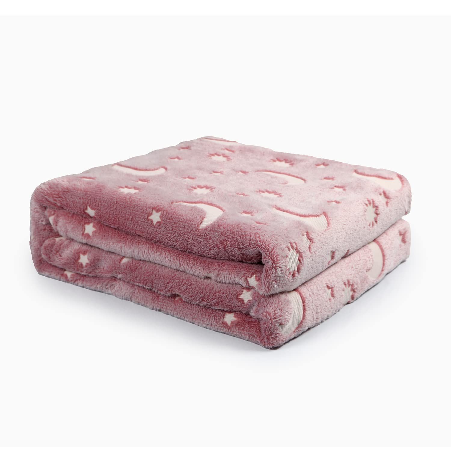 Super Soft Fuzzy Plush Flannel for Girls and Boys Sleeping Snuggle Blanket,All Seasons for Bed or Sofa,152*127CM (Pink Moon)