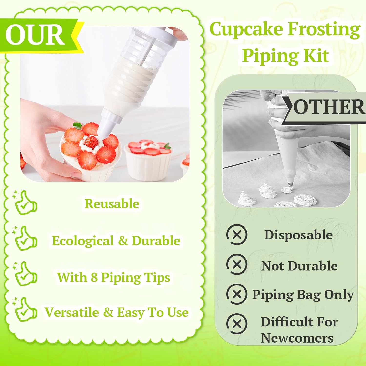 Cake Decorating Kit with 8 Piping Tips — image 5