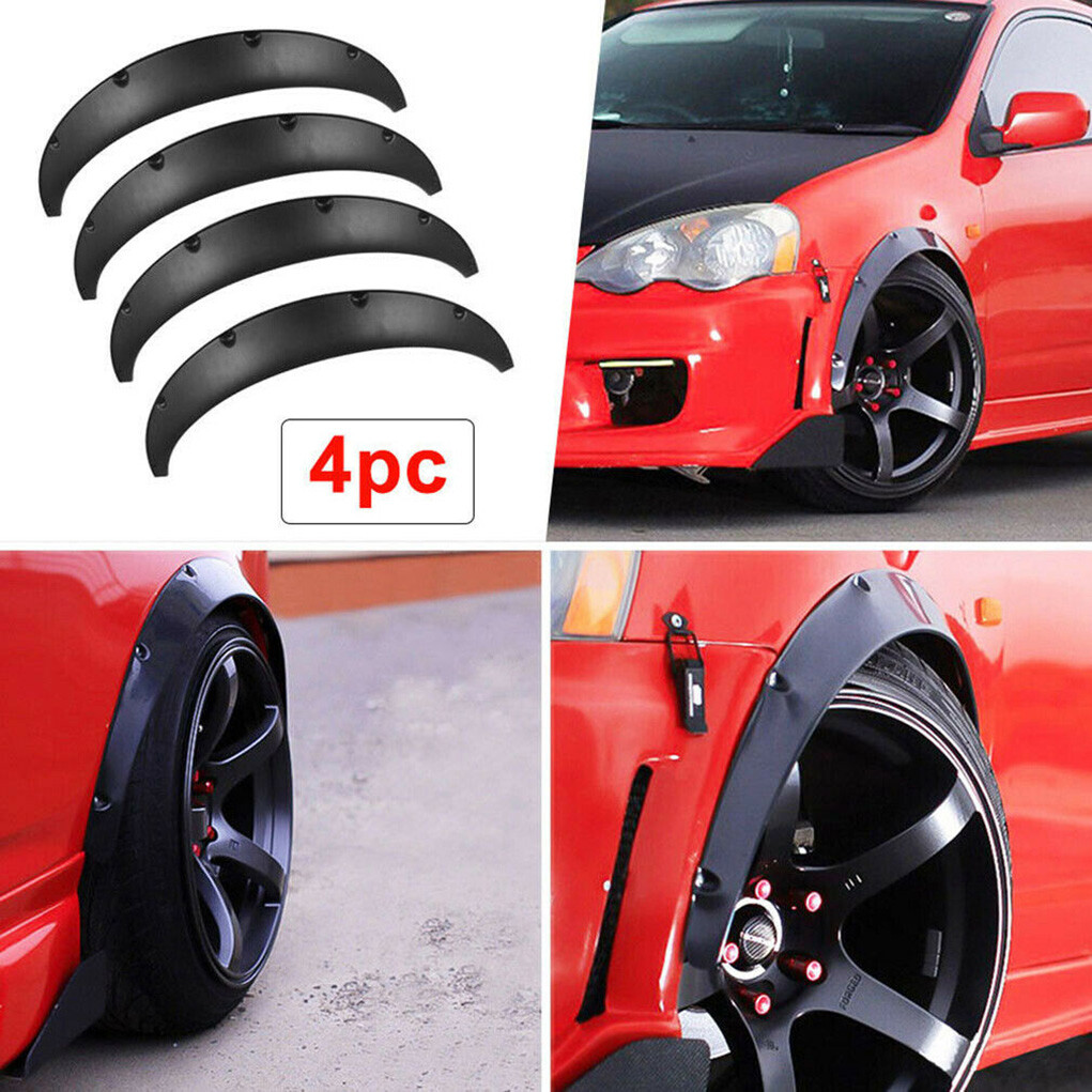 4 Pcs Universal Car Fender Flares Flexible Durable Body Wheel Extra Wide Arches — image 3