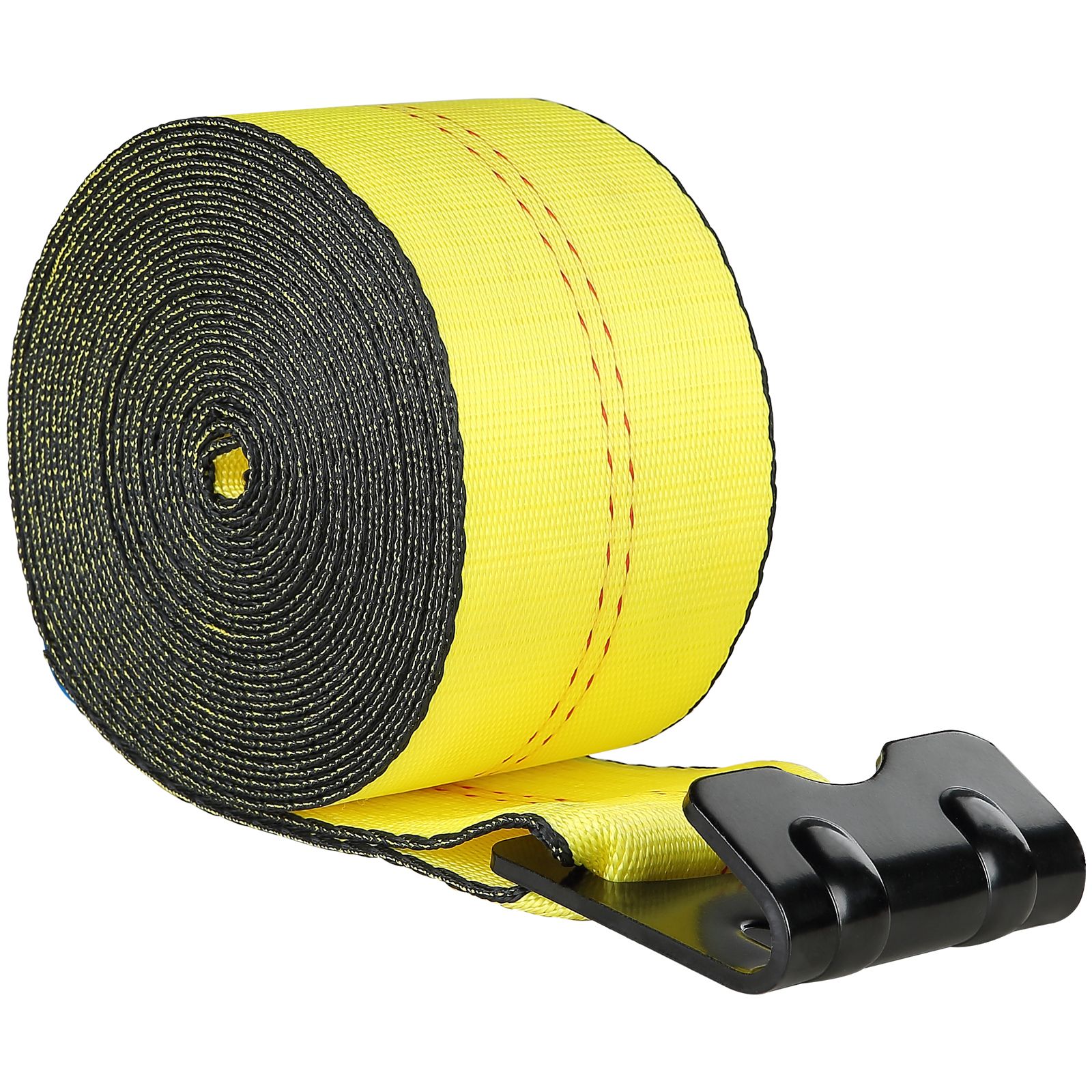 Winch Straps, 10.2 cm x 12.2 m, 2.7T Load Capacity, 8.2T Break Strength, Truck Straps with Flat Hook, Flatbed Tie Downs Cargo Control for Trailers, Farms