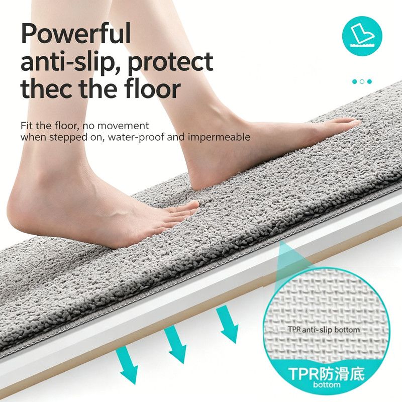 Ultra-soft and absorbent bathroom mat | 3.5cm thick, antibacterial and non-slip TPR material, machine washable, quick-drying, suitable for showers, bathtubs — image 3