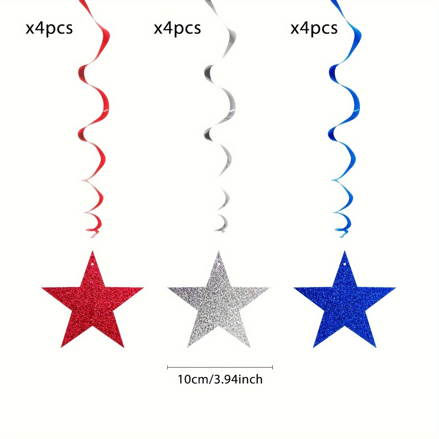 12pcs American Flag Star Garland, Patriotic Red White Blue Spiral Hanging Decorations for Independence Day, Memorial Day, Veterans Day, Home Party, 12pcs/Set — image 5