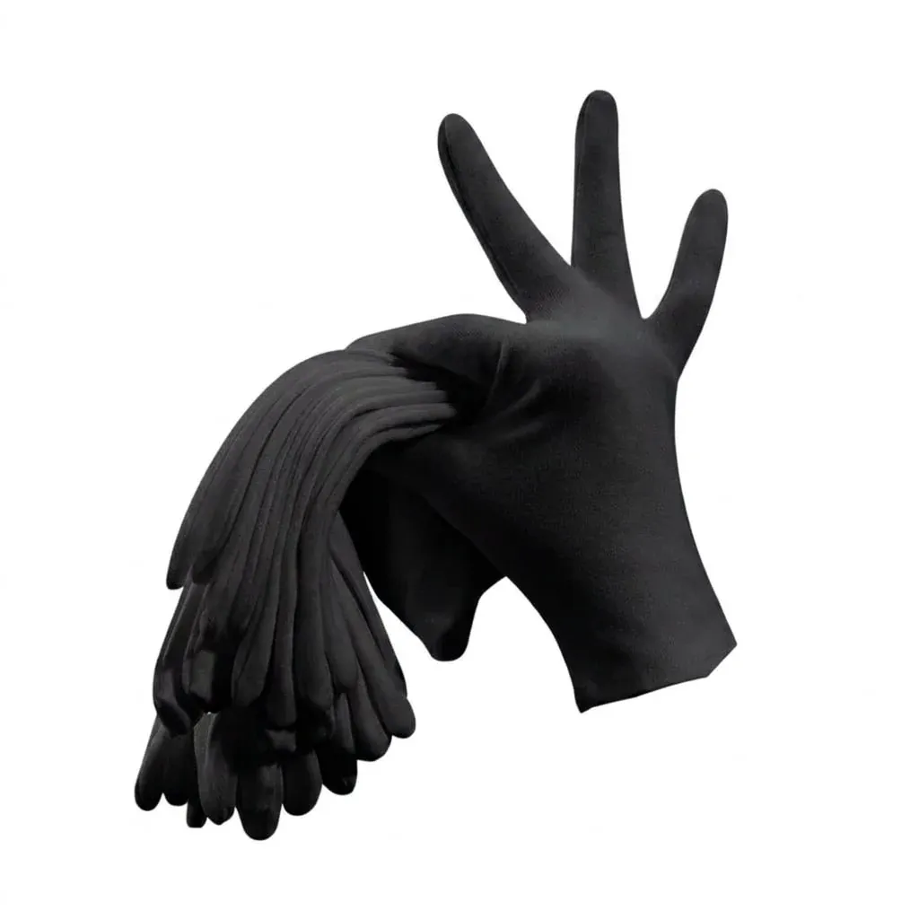 12 Pairs Cotton Work Gloves Breathable Knit L Black XL White - L