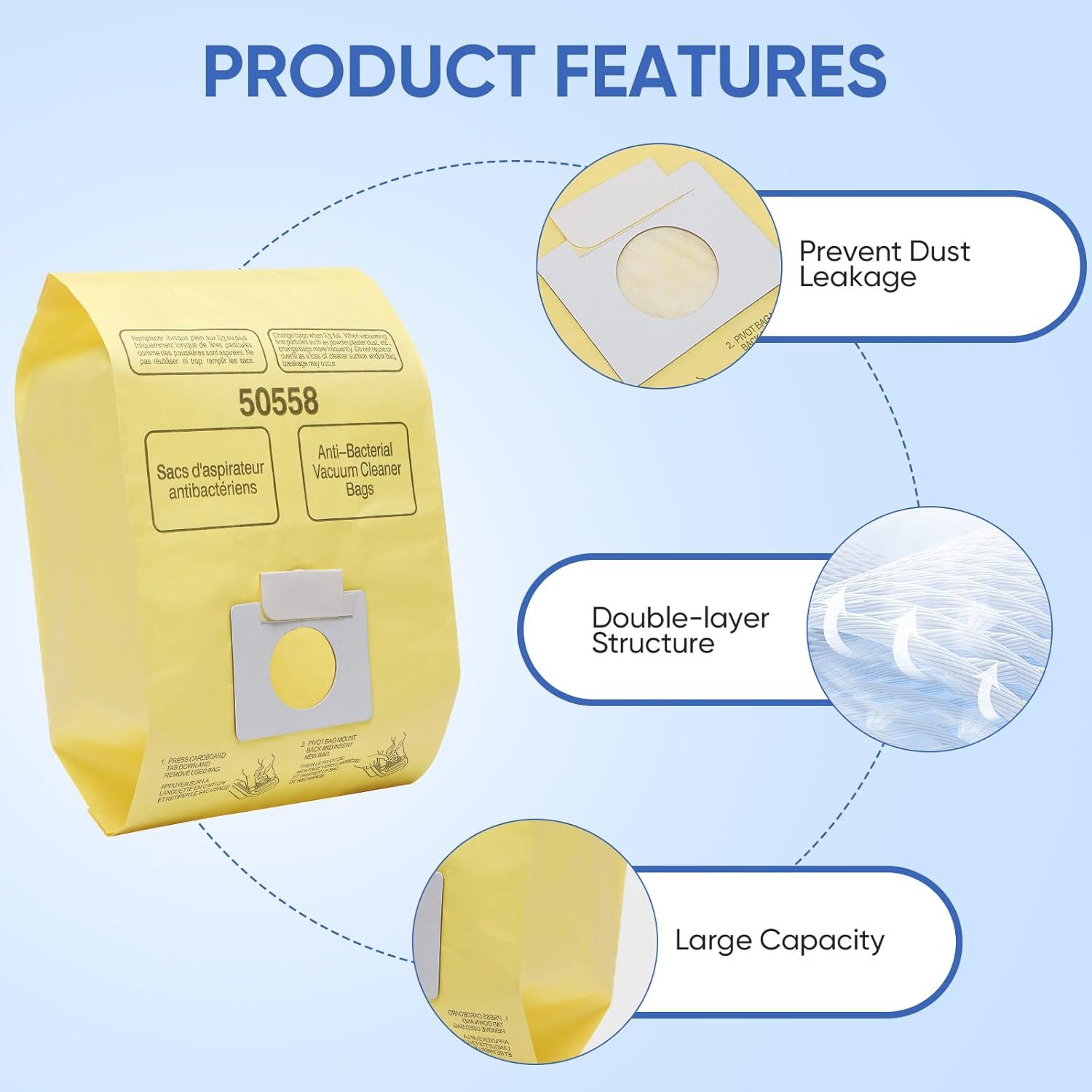 20 Pack vacuum bags Compatible with Kenmore Canister 5055, 50557,50558 and Type C,C-18, 53292, 200 Series, 400 Series, 600 Series, 700 Series, 800 Series — image 5
