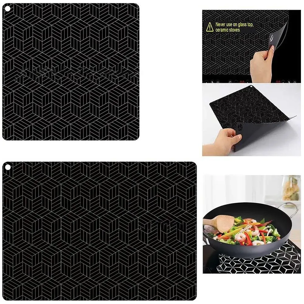 Anti-Slip Silicone Induction Cooktop Mat, 25x25cm, Heat Resistant, Black — image 5