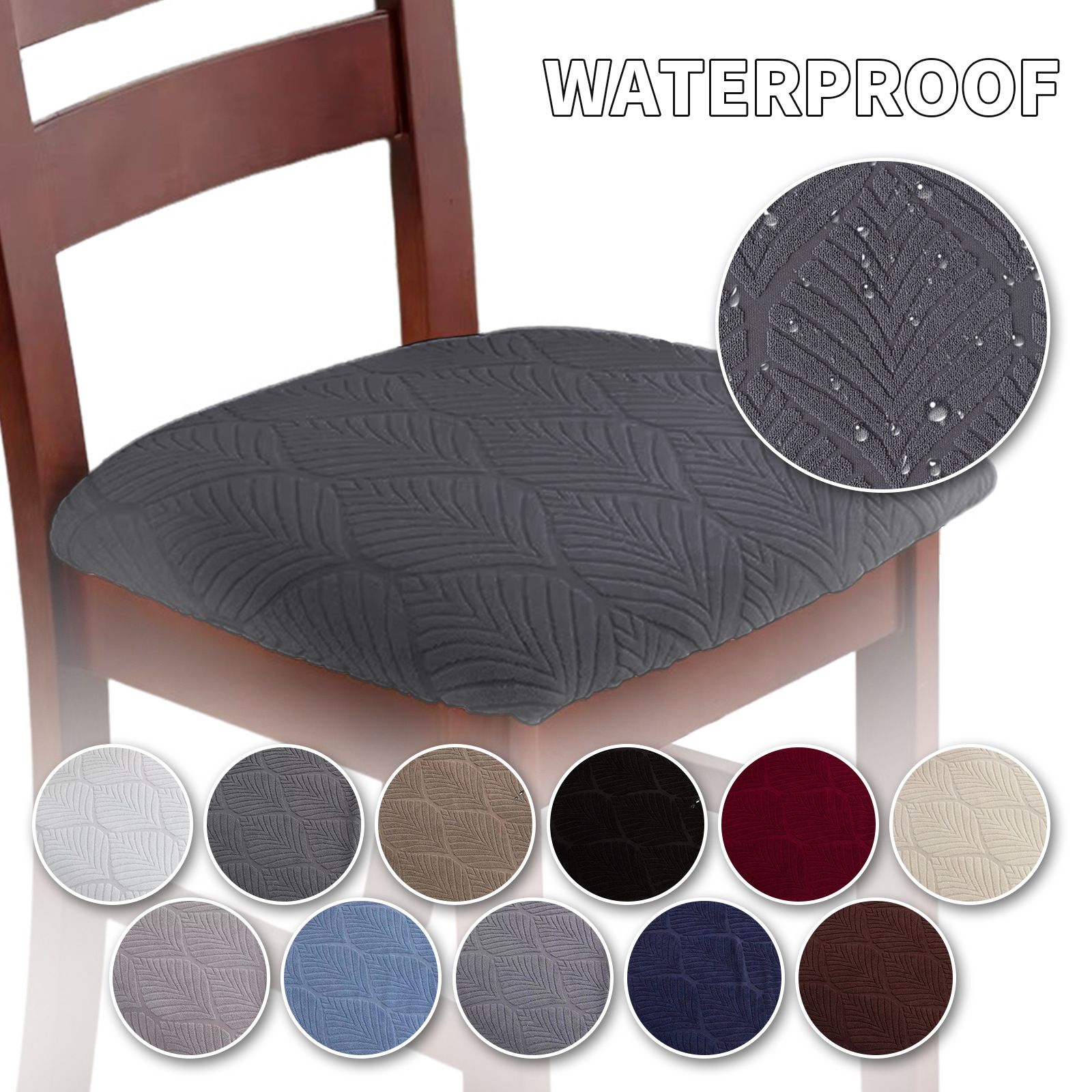 Waterproof Dining Room Chair Cover Set of 4, Stretch Jacquard Seat Covers for Dining Room Chairs, Kitchen Chair Covers Slipcover Protector โ image 3