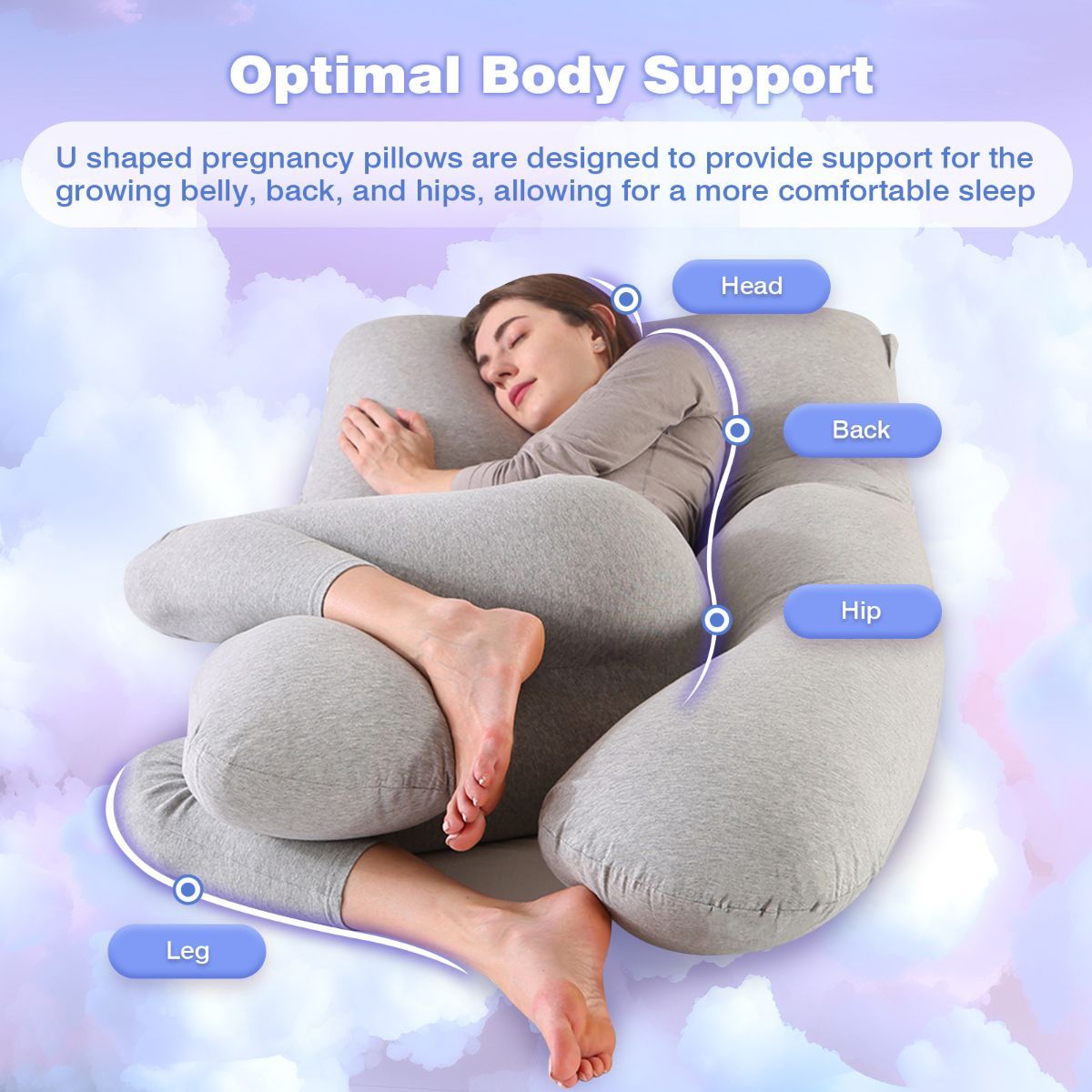 Maternity Pillow U-Shaped Pregnancy Pillow Pregnancy Body Pillow Breastfeeding - Teal - Size 70-130cm โ image 5