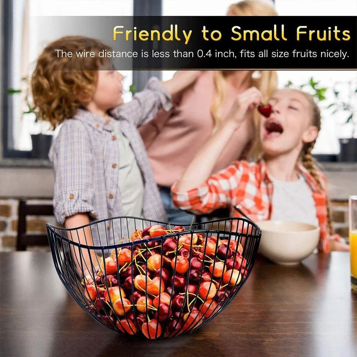 Large Iron Fruit Storage Basket Home Decor Snack Candy Plate Living Room Basket - Black — image 6