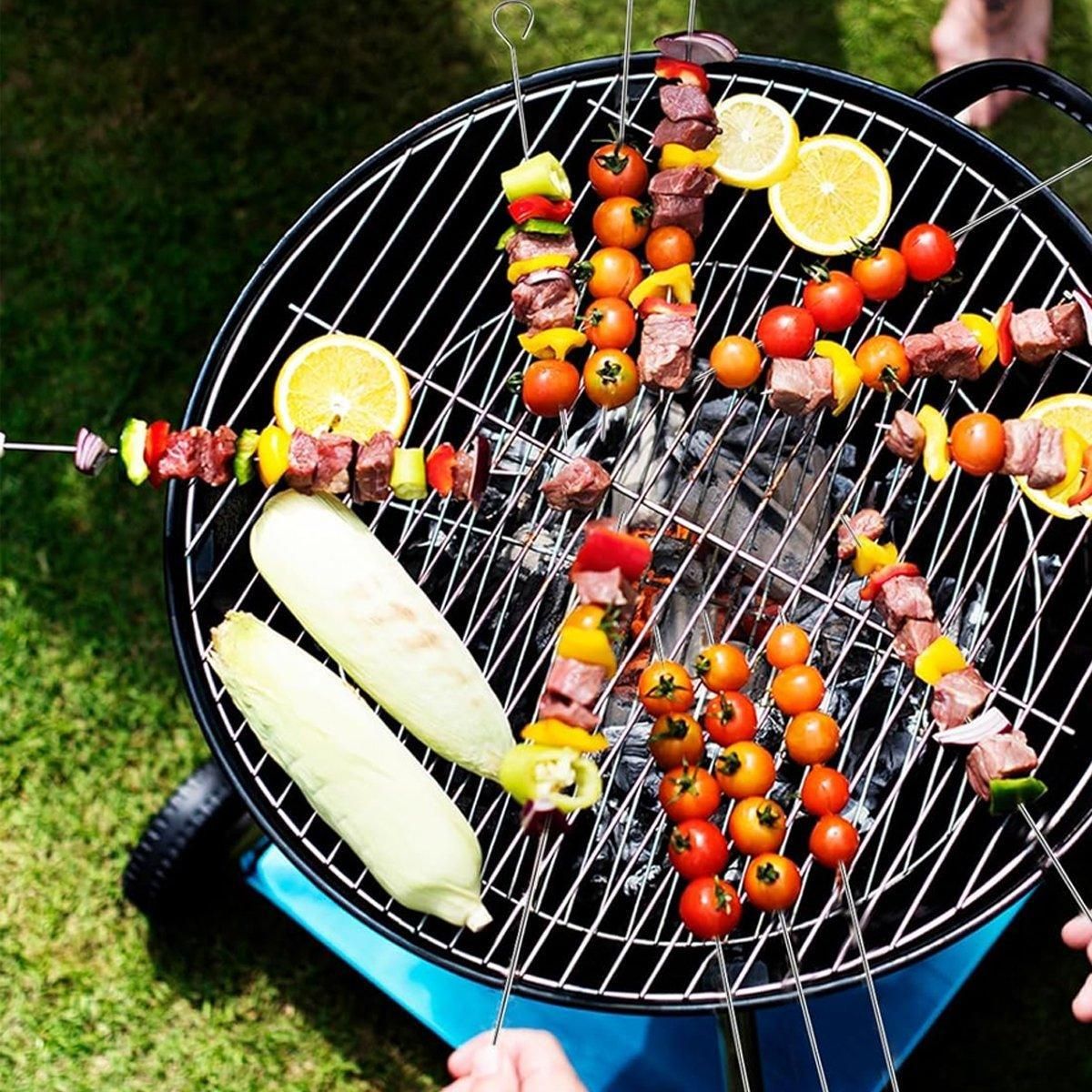 12PC Metal BBQ Skewers Reusable 20cm Grill Sticks Kebab Grilling Tools — image 4
