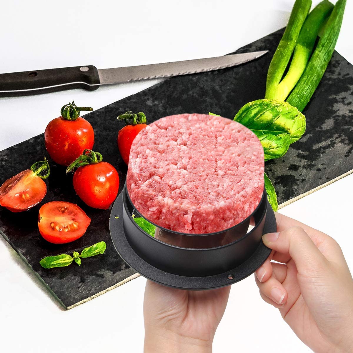 3 in 1 Burger Press Patty Maker,Plutput Hamburger Patty Maker Stuffed Burgers Press with 100p Burger Paper for BBQ Non-Stick Sliders Beef Burger Press (Black) โ image 6