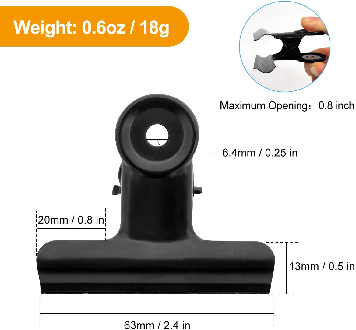 12-pack large black binder paper clips / metal hinge clip Fi โ image 2