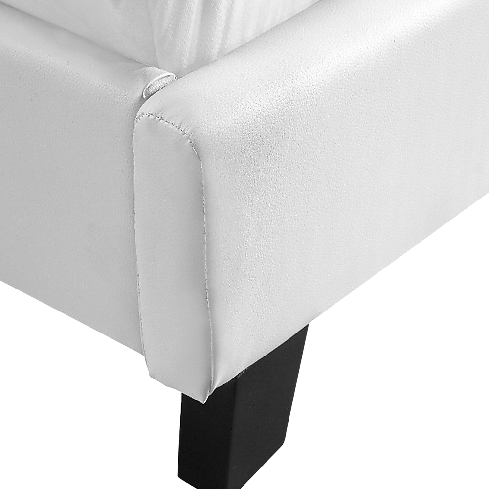 Queen PU Leather Bed Frame White โ image 4