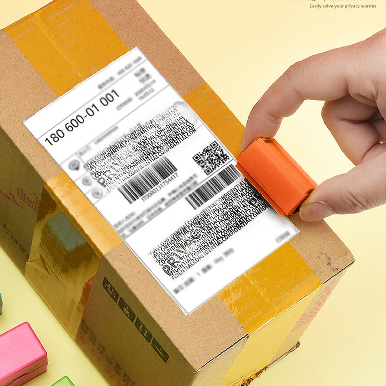 Privacy Identity Theft Roller Stamp, Confidential Express Envelope Data Blocker Security Seal Applicator, 2 ml, Orange — image 2