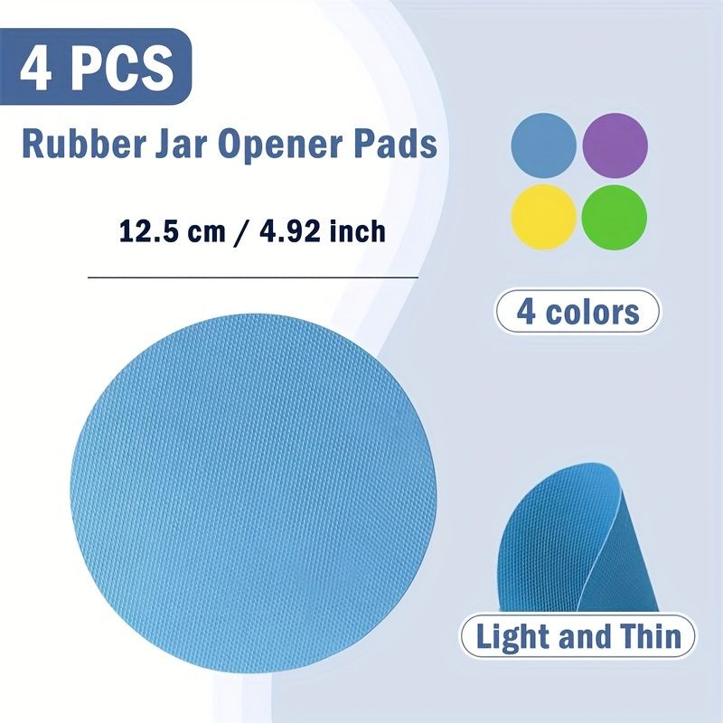 4pcs rubber can opening pad, round heat insulation and non-slip clamping pad for jars, easy-to-open kitchen tool (round) 4pcs Color Random — image 4