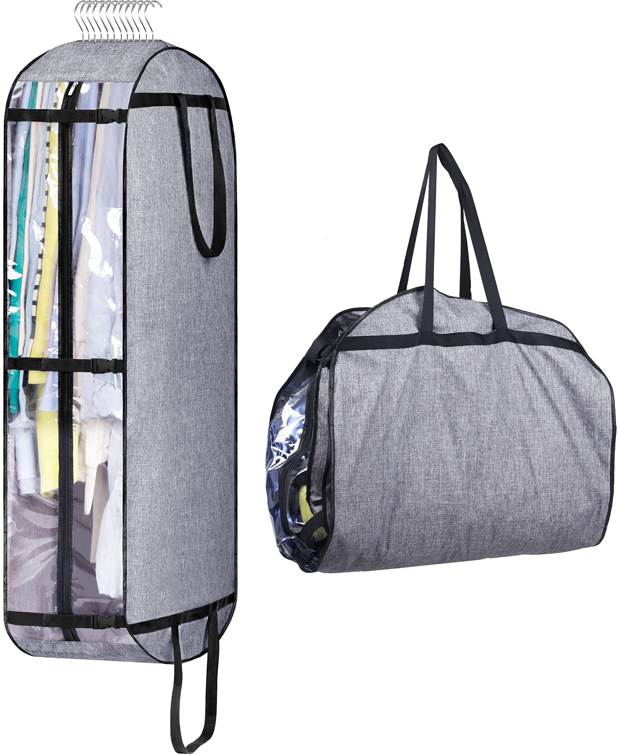 Hanging Garment Bags for Travel Suit Bags for Closet Storage Moving Bags for Clothes Dress Cover for Coat, Jacket, Shirt, Clothing, grey