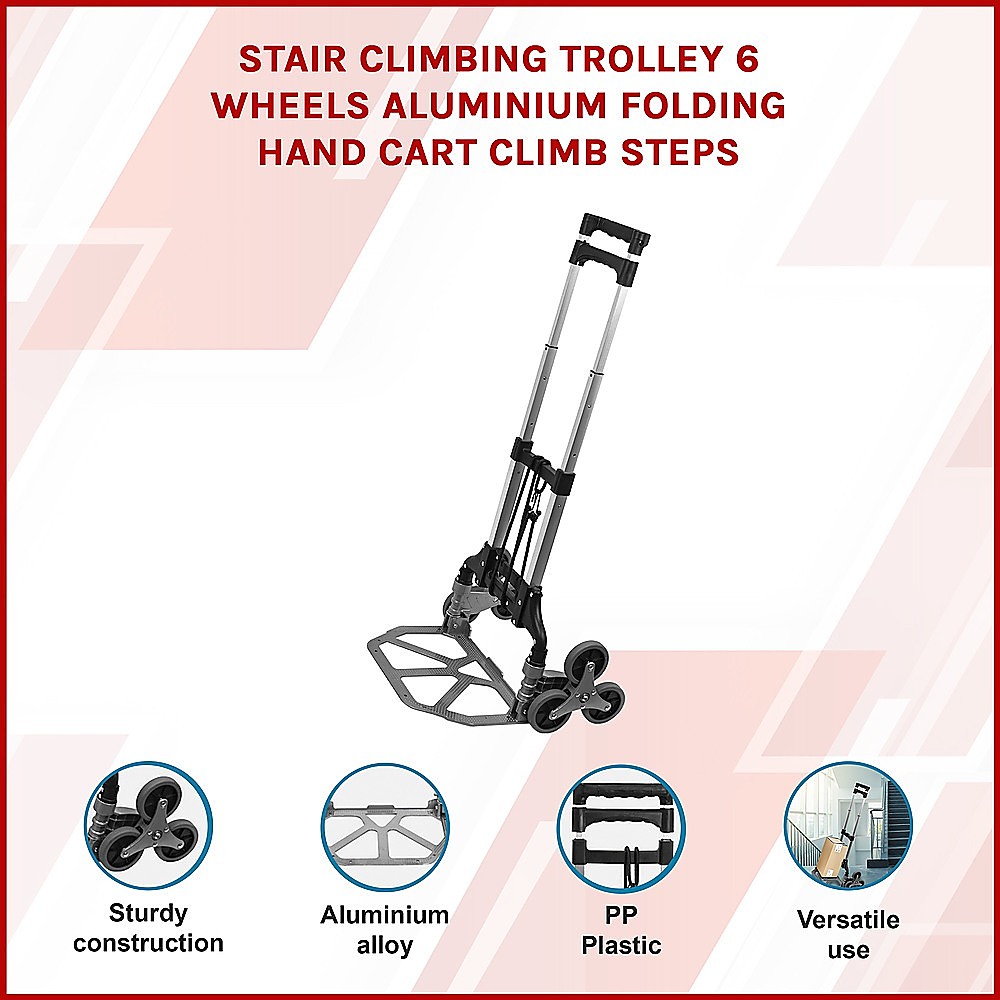 Stair Climbing Trolley 6 Wheels Aluminium Folding Hand Cart Climb Steps โ image 3