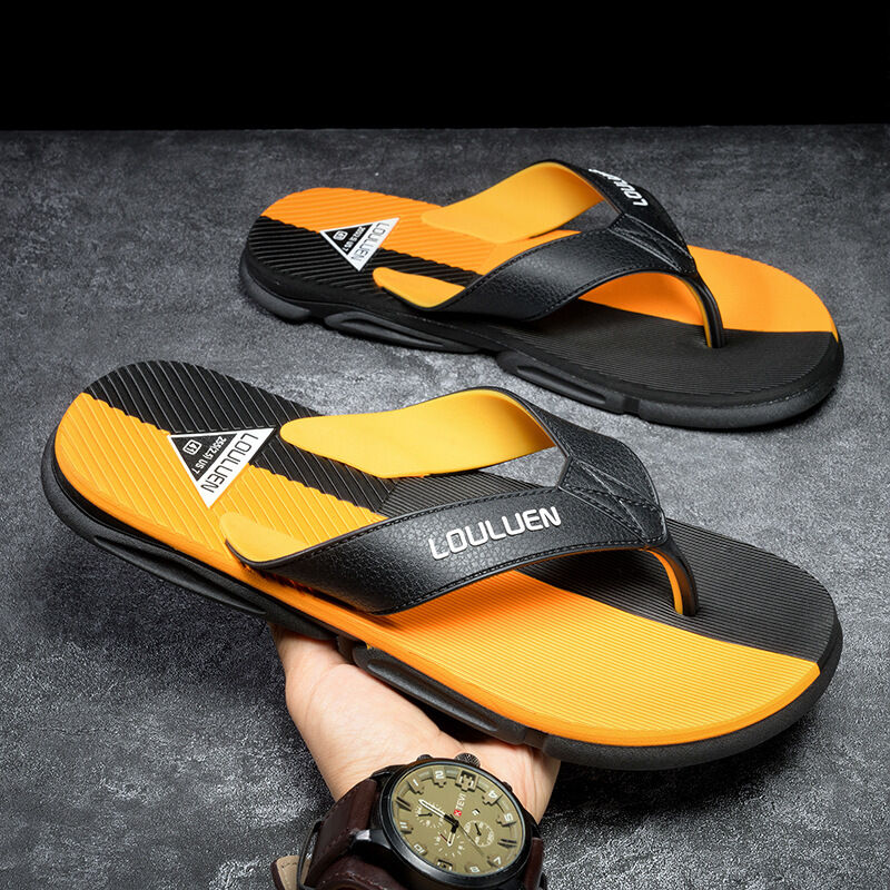 Men's Flip Flops with EVA-PVC Dual Sole, Orange for Comfort & Slip-Resistance(43) โ image 3