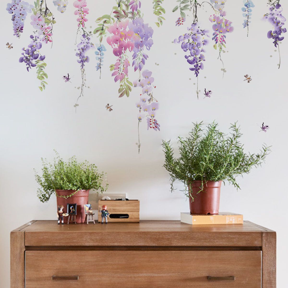 Flower Wall Decals Purple Hanging Vines Floral Wall Stickers for Girls Bedroom Nursery Living Room Wall Decor โ image 3