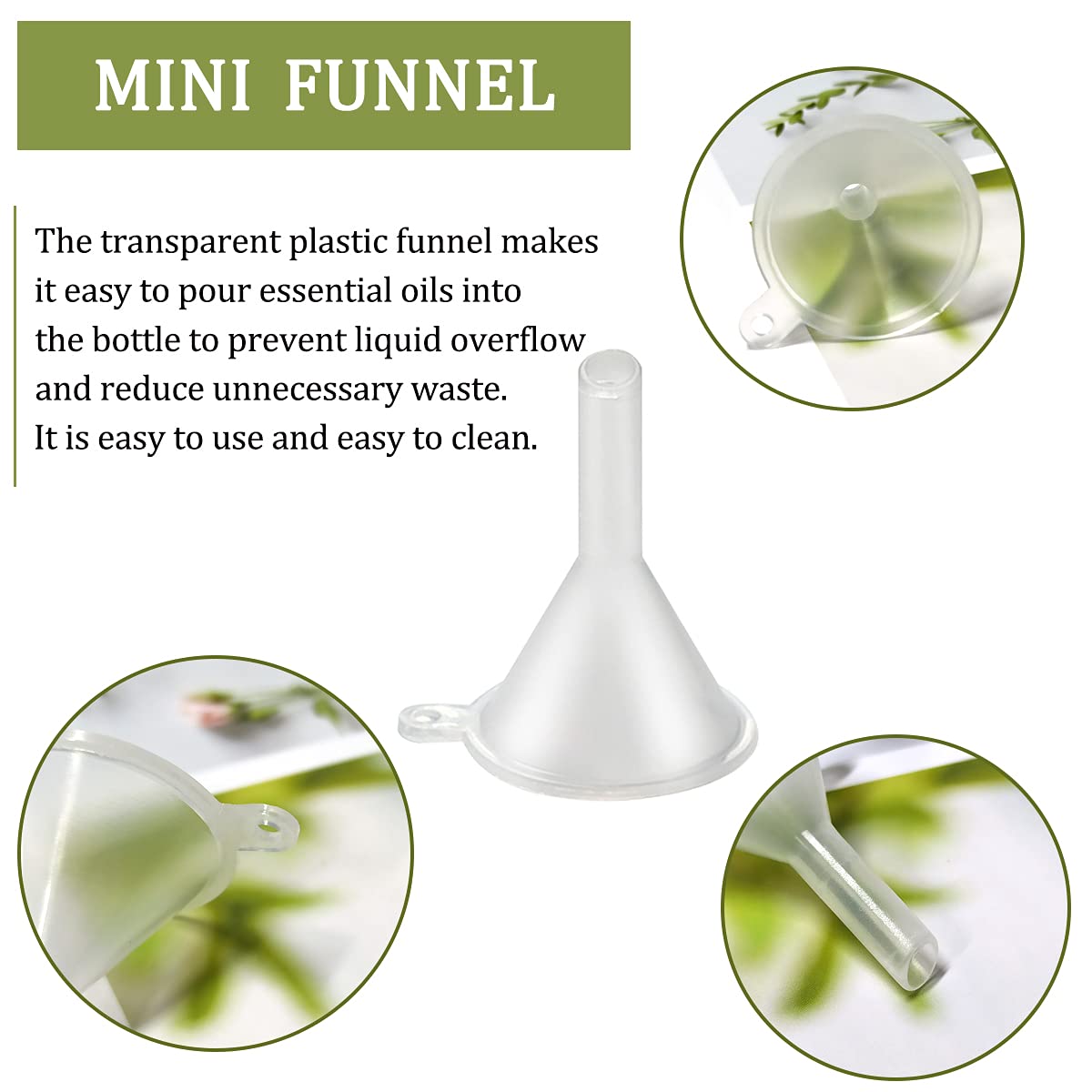 30 Pcs Small Mini Clear Plastic Funnels for Lab Bottles, Essential Oils, Perfumes, Spices, Sand Art, Powder โ image 3