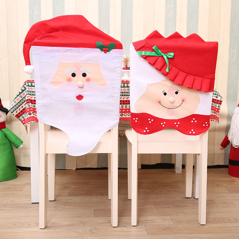6x Christmas Cute Lady Santa Hat Chair Covers Dinner Home Décor Ornaments Gift, Mrs Santa — image 3
