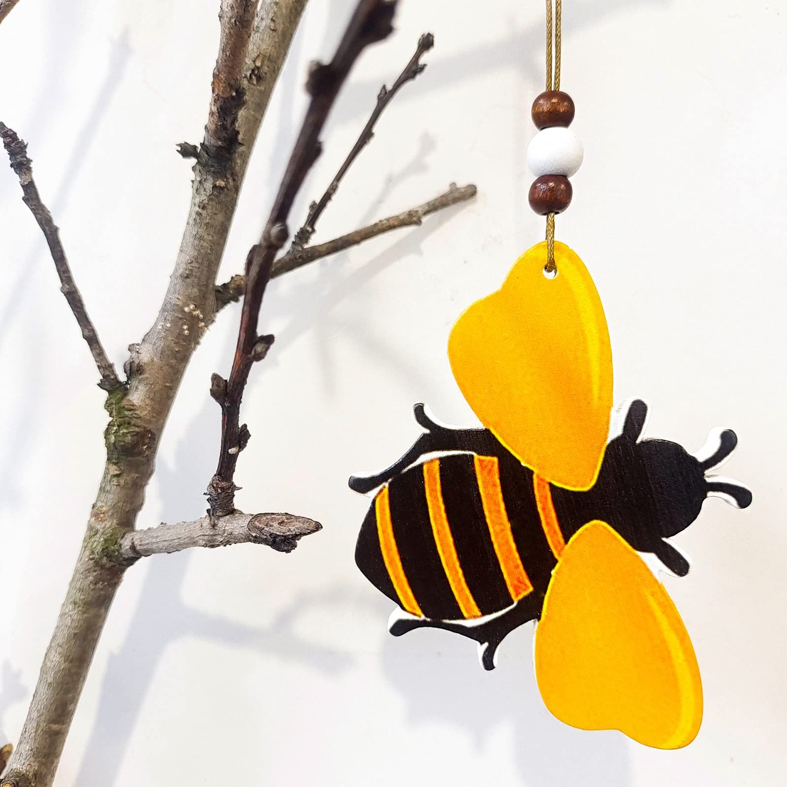 Bee Ornaments Wooden Bees Cutouts Decorations for Tree Tray Wreath Christmas Festival Bee Sign Art Crafts Home, 3 PCS — image 4