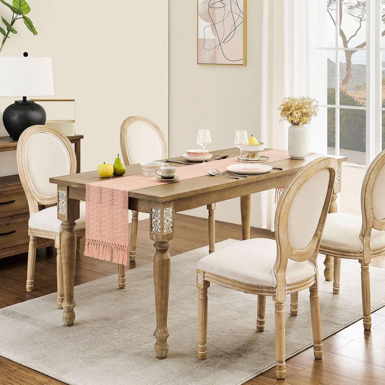Style Boho Table Runner, Pink Table Runners 90 Inches Long, Farmhouse Woven Home Decor, 12 × 90 Inch, Rose Pink — image 5
