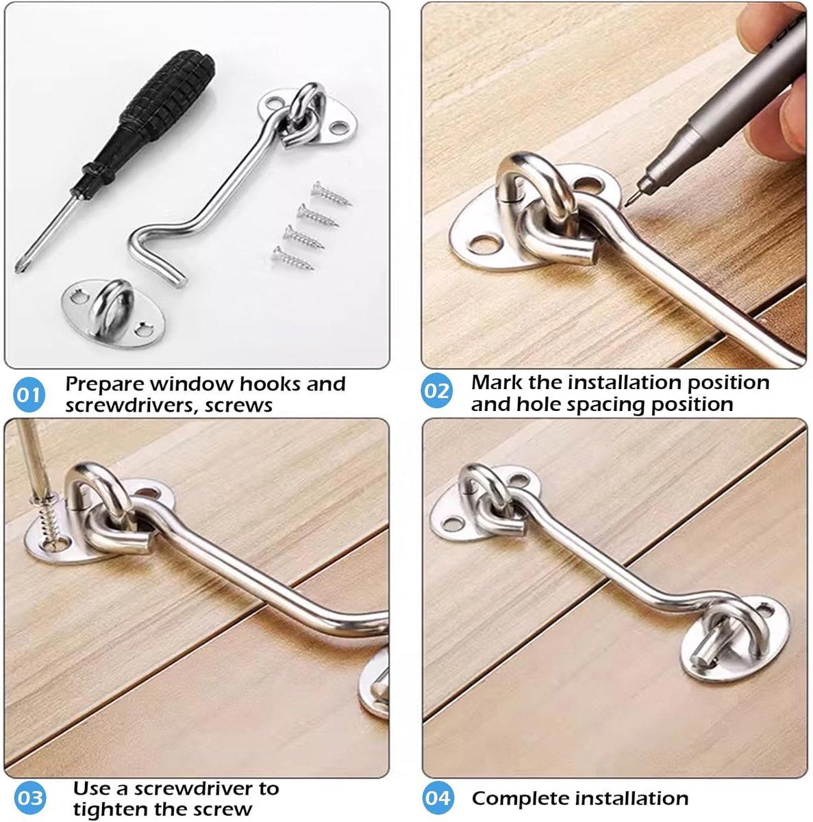 2 pieces - Wind hook - 3 inch - Wind hooks - Door hinges - Door bolt - Hinge - barn door hook - hook and eye bolt - cabin hooks and eye bolt - swivel window โ image 6