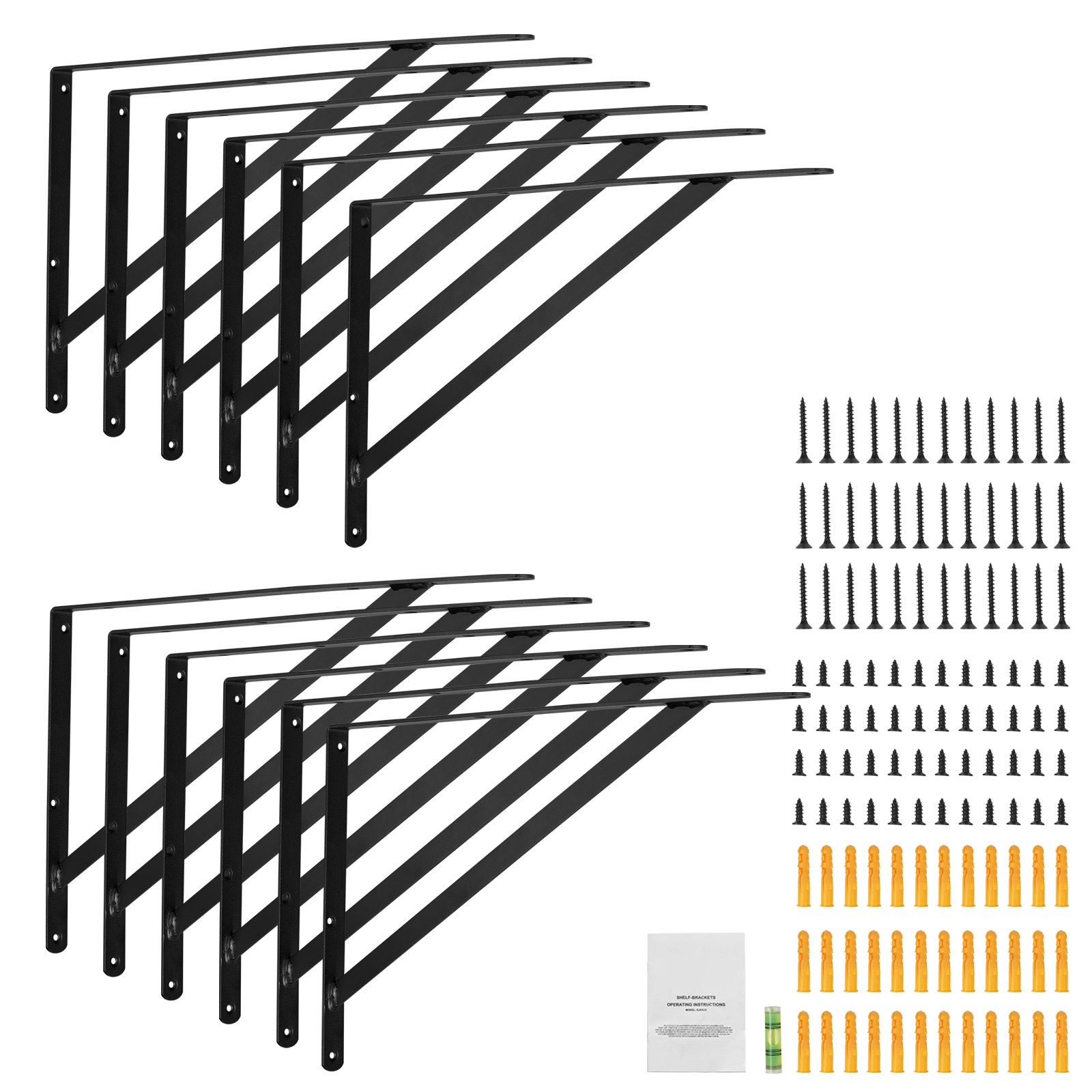 Shelf Bracket, 46 × 30.5 cm 12 Pcs, Heavy Duty Floating Shelf Brackets, Brackets for Shelves, 3mm Thick Matte Black Triangle Shelf Bracket,Steel Shelving