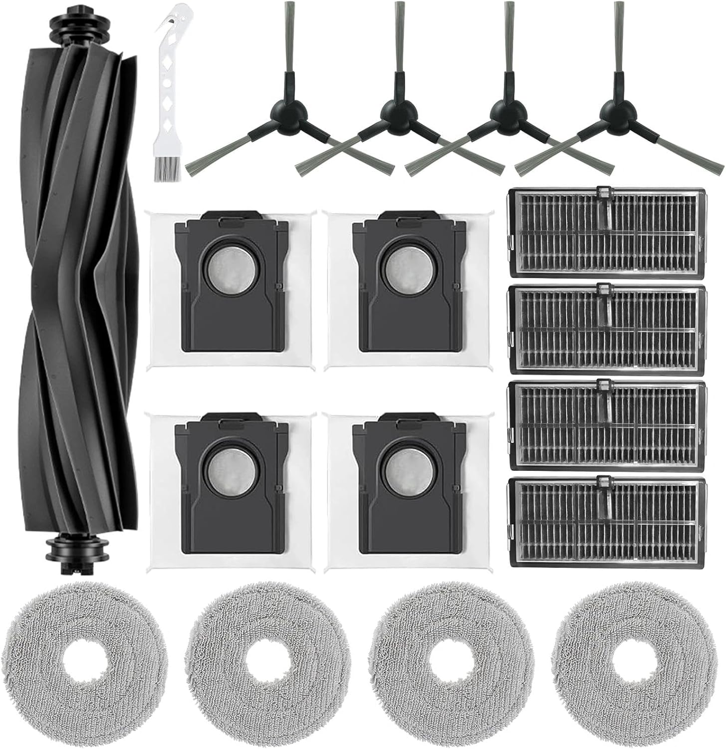 Replacement Parts Kits for Dreame L10s Ultra Gen 2/ L10s Pro Ultra Heat/ X30 Ultra/Mova E30 Ultra Vacuum Cleaners 1 Brush Roll 4 Side Brushes 4 Mops 4 Filters