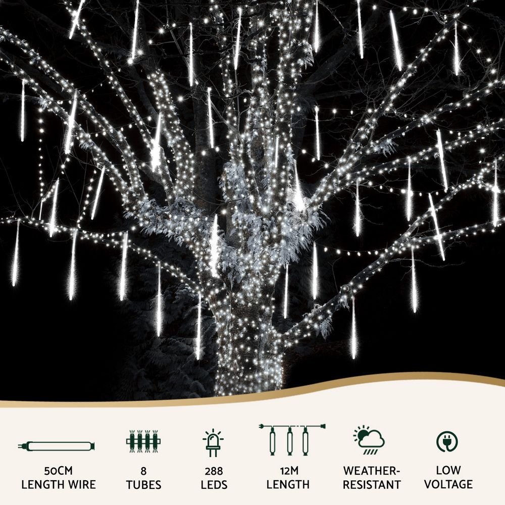 Jingle Jollys 7M Christmas Lights Shower Light 288 LED Icicle Falling Metor — image 2