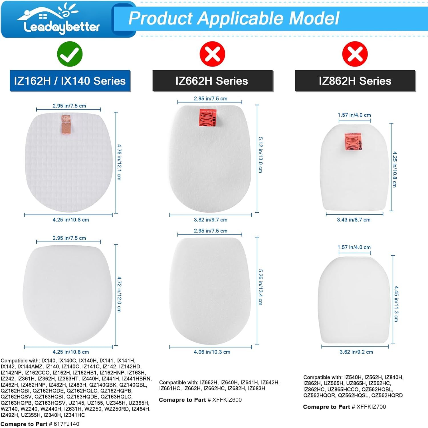 6 Pack ilter Replacement or Shark Rocket Pet Pro IX140 IX141 IX142 IZ140 IZ141C IZ142 IZ162H IZ362H IZ363HT IZ440H IZ462H IZ482H IZ483H Cordless Stick ilters — image 2