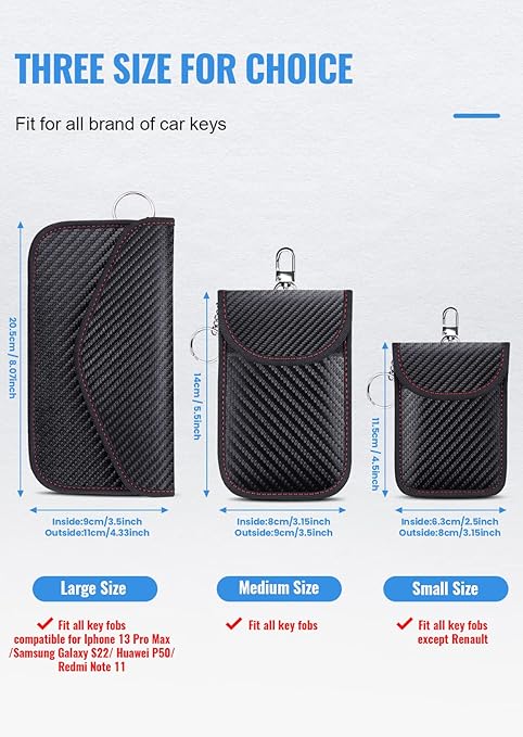 Faraday Pouch for car Keys,2 Pack Faraday Bag Car Key Signal Blocking Pouch , Keyless Entry Car Keys Case | RFID Blocker Bag for Car Security ,Anti-Theft — image 6