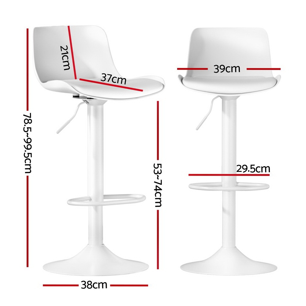 4x Artiss Bar Stools Kitchen Swivel Gas Lift Stool Leather Dining Chairs White — image 2