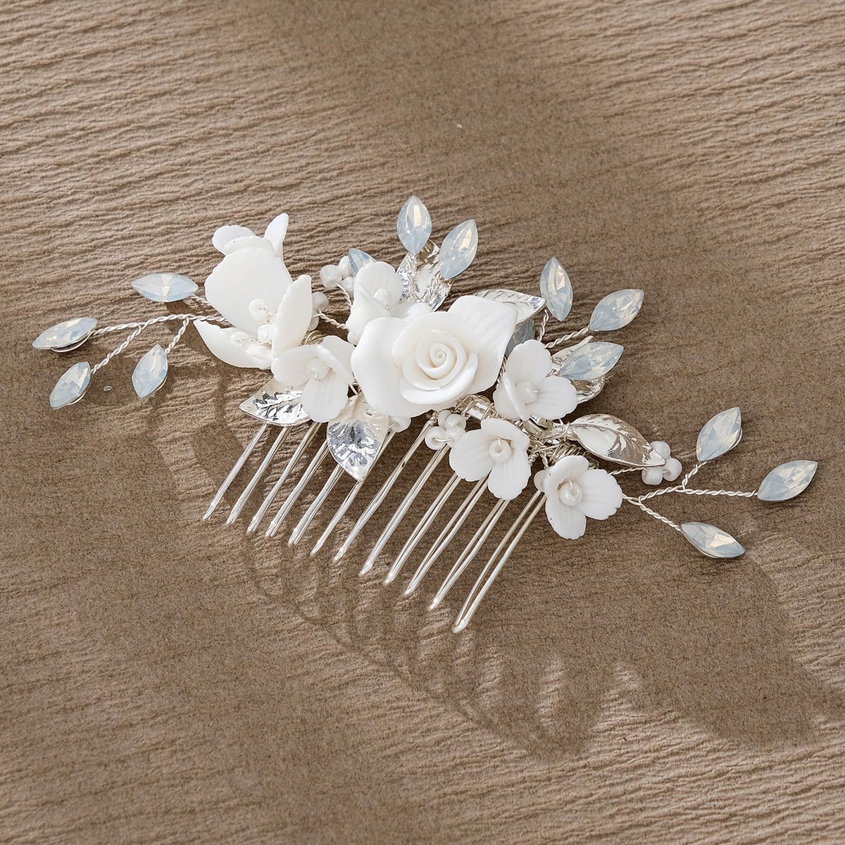 Wedding Hair Comb Silver Small Side Comb Blue Crystal Bridal Hair Piece Hair Jewelry Bridal Hair Accessories for Women and Girls — image 3