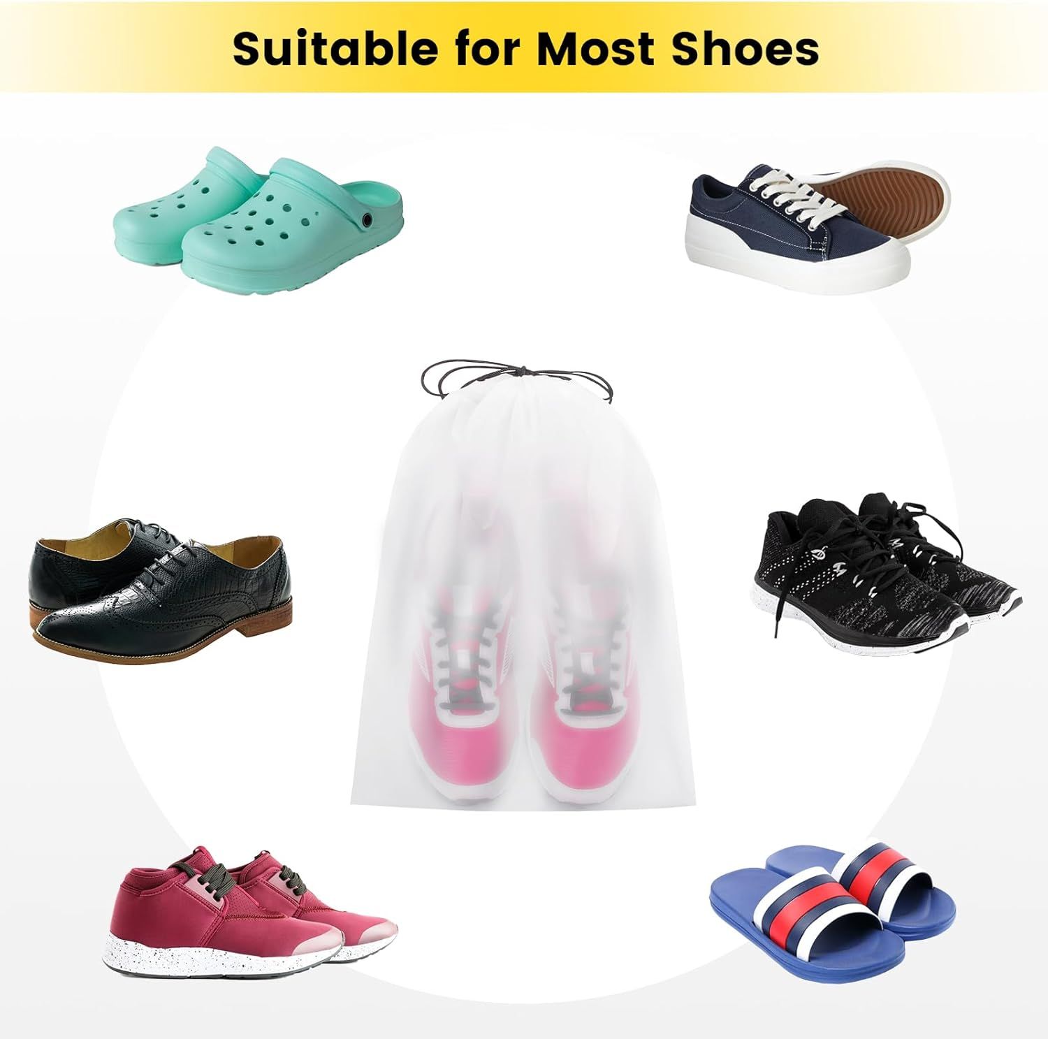 Shoe Bags for Travel - 6 Pcs Transparent Drawstring Backpack Travel Shoe Bag Clear Drawstring Bag Large Shoe Organizer with Rope Travel Essentials for Men โ image 4