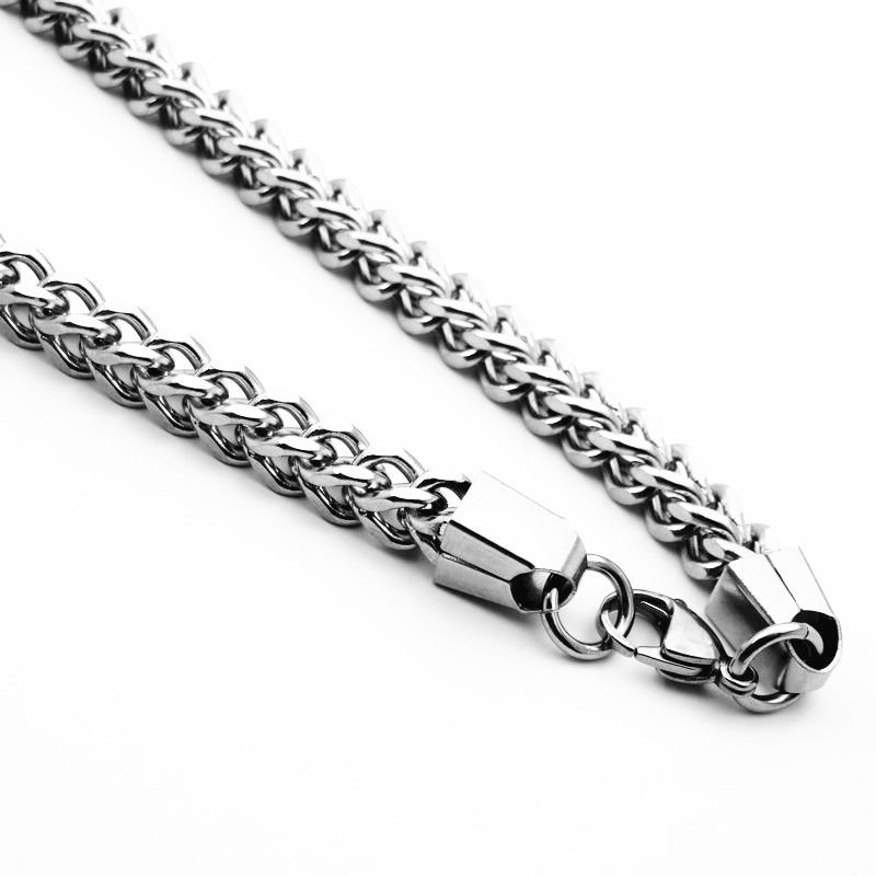 Friends Men Stainless Steel Square Chain Necklace Steel color 4mm-45cm โ image 4