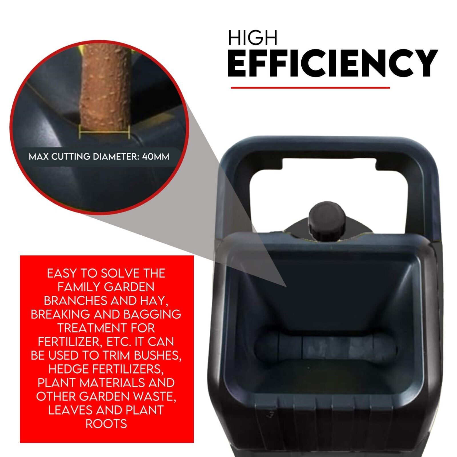 2500W Electric Garden Mulcher Shredder Portable Wood Chipper on Wheels w/ bag β image 4