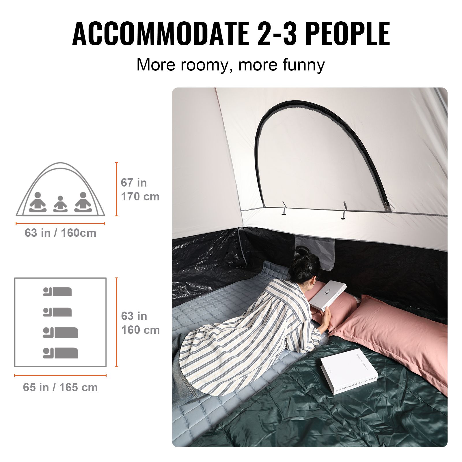 Truck Bed Tent, 5.5'-6' Pickup Truck Tent with Rain Layer and Carry Bag, Waterproof PU2000mm Double Layer Truck Tent for Camping, Accommodate 2-3 Person, for — image 5