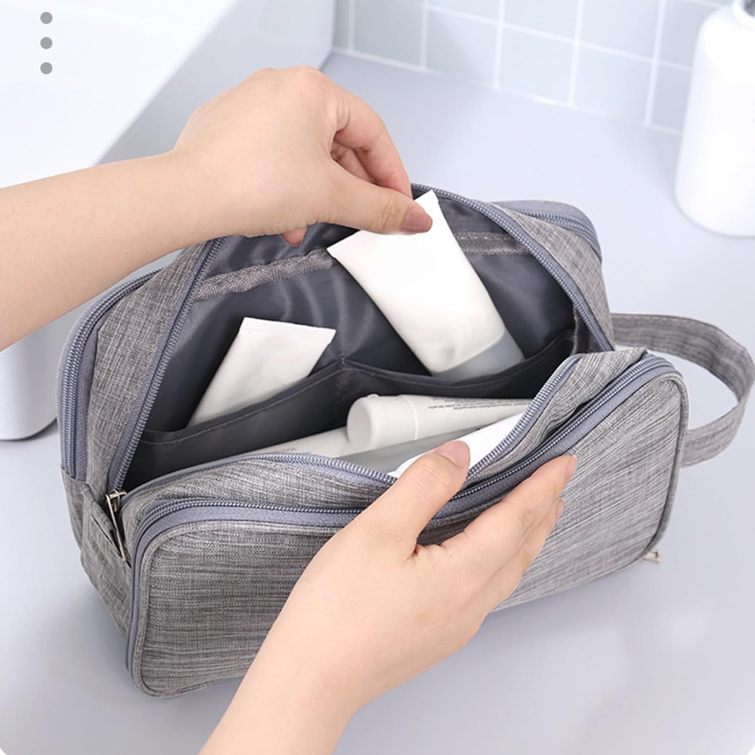 Travel Toiletry Bag, Organizer Mens Bag Dopp Kit Bathroom Shaving Portable Makeup Bags for Accessories(25*10*14cm) โ image 3