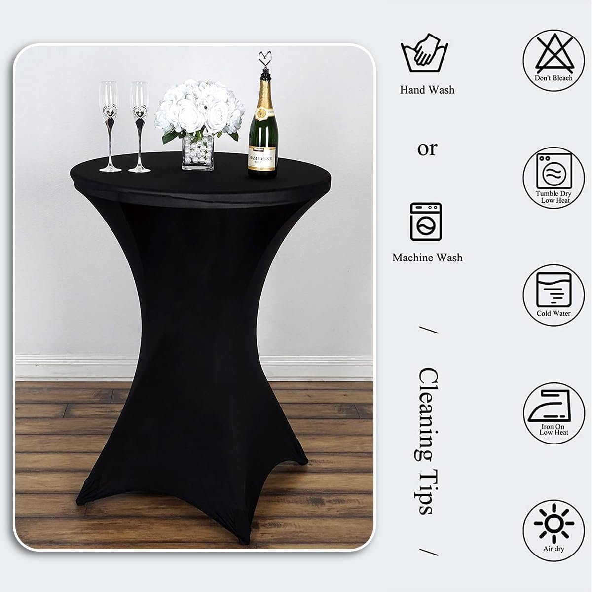 1 Piece High Tablecloth - High Table Skirt - 80 x 110 cm - Extendable High Tablecloth - Stretch High Table Cover - Round High Tablecloth - High Table Party — image 4
